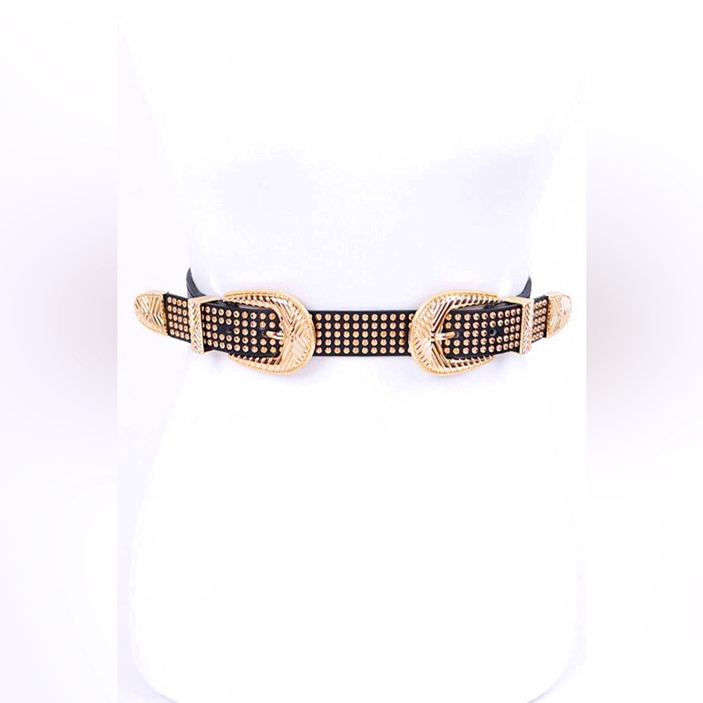 Gold and Black Studded Belt